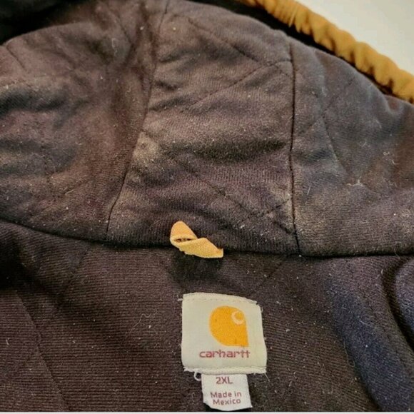 Carhartt J140 Duck Canvas Hooded Quilt Lined Heavy Work Zip Jacket Coat - Picture 10 of 16